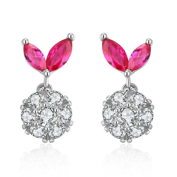 NWT Diamond with Pink Gems Earrings - Picture 2 of 4